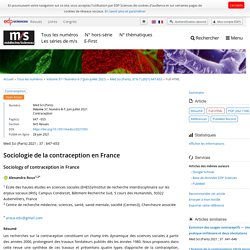 Sociologie de la contraception en France / Alexandra Roux, juillet 2021