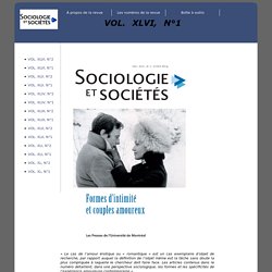 Sociologie et Sociétés - Vol. 46 N°1