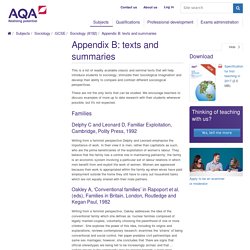 Appendix B: texts and summaries