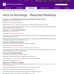 Intro to Sociology - Required Readings