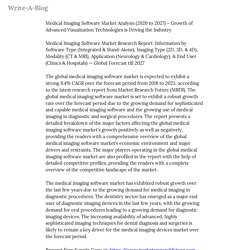 Medical Imaging Software Market Analysis (2020 to 2027) - Growth of Advanced... — Write-A-Blog