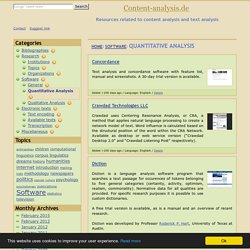 Software for content analysis and text analysis: Quantitative analysis