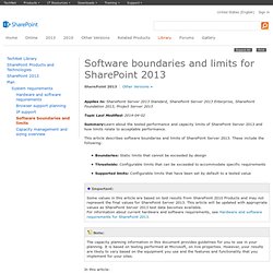 Software boundaries and limits for SharePoint 2013