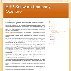 ERP Software Company - Openpro: OpenPro ERP systems and easy ERP licensed software