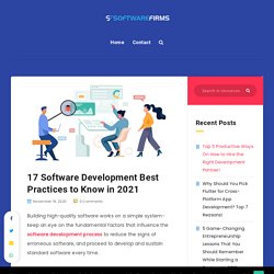 17 Software Development Best Practices You Must Follow in 2021