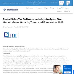 Global Sales Tax Software Industry Analysis, Size, Market share, Growth, Trend and Forecast to 2027