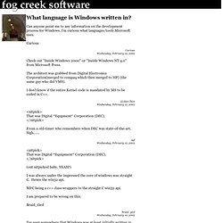 The Old Joel on Software Forum - What language is Windows written in?