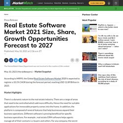 May 2021 Report on Global Real Estate Software Market Overview, Size, Share and Trends 2027
