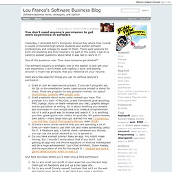 Lou Franco's ECM Imaging Blog : You don’t need anyone’s permission to get work experience in software