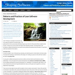 Shaping Software » Blog Archive » Patterns and Practices of Lean Software Development