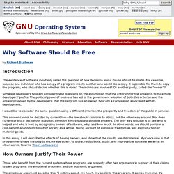 Pourquoi le logiciel doit être libre - Projet GNU - Free Software Foundation