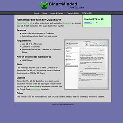 Binary Minded Software - Remember The Milk for Quicksilver