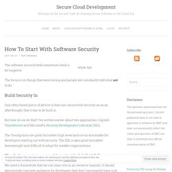 How To Start With Software Security