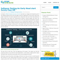 Software Testing An Early Head start Surely Pays Off - Software Testing Solution Blog
