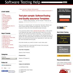 Test plan sample: SoftwareTesting and Quality assurance Templates