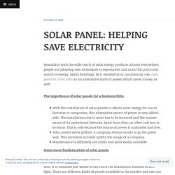 SOLAR PANEL: HELPING SAVE ELECTRICITY