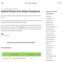 Solar Panel Prices and Solar Cells Prices in India (Weekly) eSun Solar