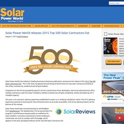 Solar Power World releases 2015 Top 500 Solar Contractors list