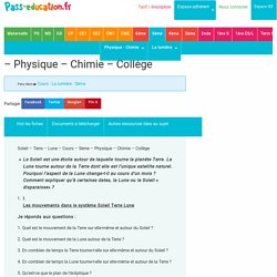 Soleil – Terre - Lune – Cours – 5ème – Physique – Chimie – Collège