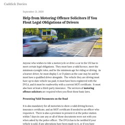 Help from Motoring Offence Solicitors If You Flout Legal Obligations of Drivers — Caddick Davies