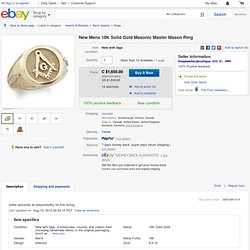 New Mens 18K Solid Gold Masonic Master Mason Ring