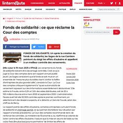 Fonds de solidarité : ce que réclame la Cour des comptes