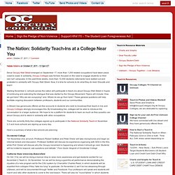 The Nation: Solidarity Teach-Ins at a College Near You : Occupy Colleges