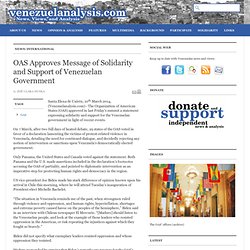 OAS Approves Message of Solidarity and Support of Venezuelan Government