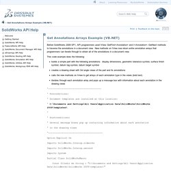 2012 SolidWorks API Help - Get Annotations Arrays Example (VB.NET)