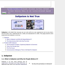 Solipsism is Not True