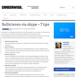 Sollicteren via skype - 7 tips - Careerwise
