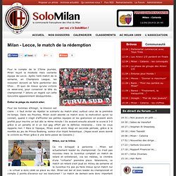 Milan – Lecce, le match de la rédemption