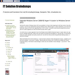 IT Solution Braindumps: Upgrade Windows Server 2008 R2 Hyper-V cluster to Windows Server 2012