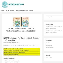 NCERT Solutions For Class 10 Math Chapter 15 Probability