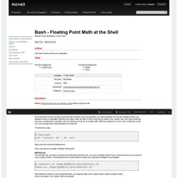 Bash - Floating Point Math at the Shell