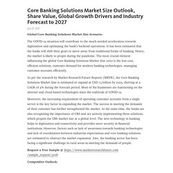 Core Banking Solutions Market Size Outlook, Share Value, Global Growth Drivers and Industry Forecast to 2027 – Telegraph