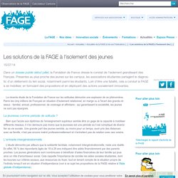 Les solutions de la FAGE à l'isolement des jeunes