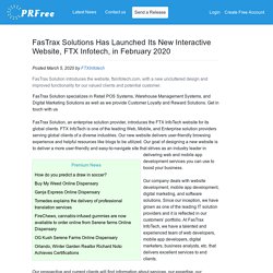 FasTrax Solutions Has Launched Its New Interactive Website, FTX Infotech, in February 2020
