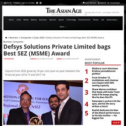 Defsys Solutions Private Limited bags Best SEZ (MSME) Award