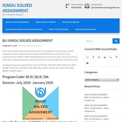 IGNOU Solved Assignment BLIS