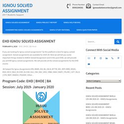 IGNOU Solved Assignment EHD
