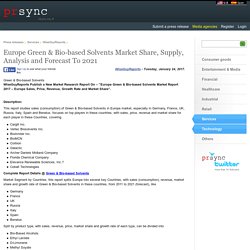 Europe Green &amp; Bio-based Solvents Market Share, Supply, Analysis and Forecast To 2021