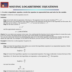 SOLVING LOGARITHMIC EQUATIONS