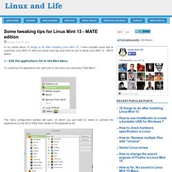 Some tweaking tips for Linux Mint 13 - MATE edition