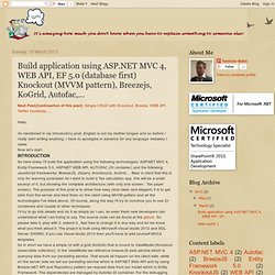 Build application using ASP.NET MVC 4, WEB API, EF 5.0 (database first) Knockout (MVVM pattern), Breezejs, KoGrid, Autofac,...