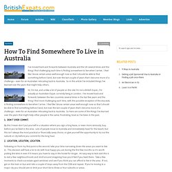 How To Find Somewhere To Live in Australia : British Expat Community