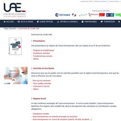 Sommaire du Guide UAE - UAE - Union des Auto-Entrepreneurs