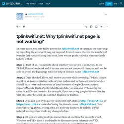tplinkwifi.net: Why tplinkwifi.net page is not working?