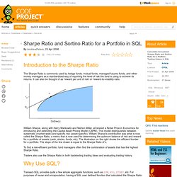 Sharpe Ratio and Sortino Ratio for a Portfolio in SQL