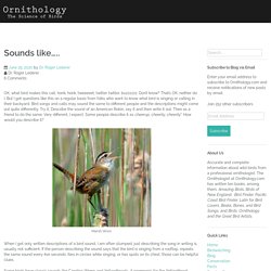 Sounds like….. – Ornithology